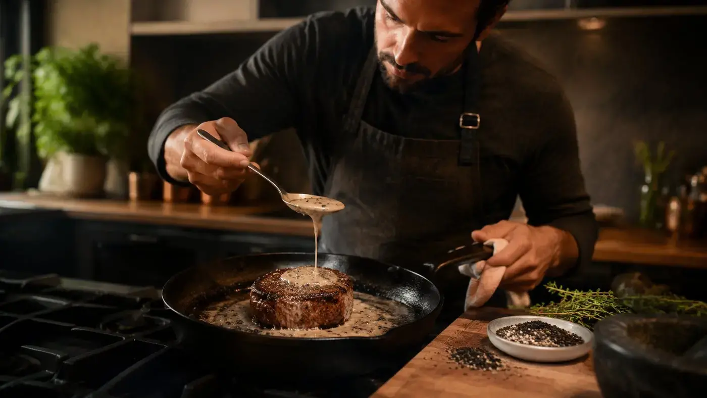 Ditch the Reservations Flawless Steak Au Poivre in 15 Minutes